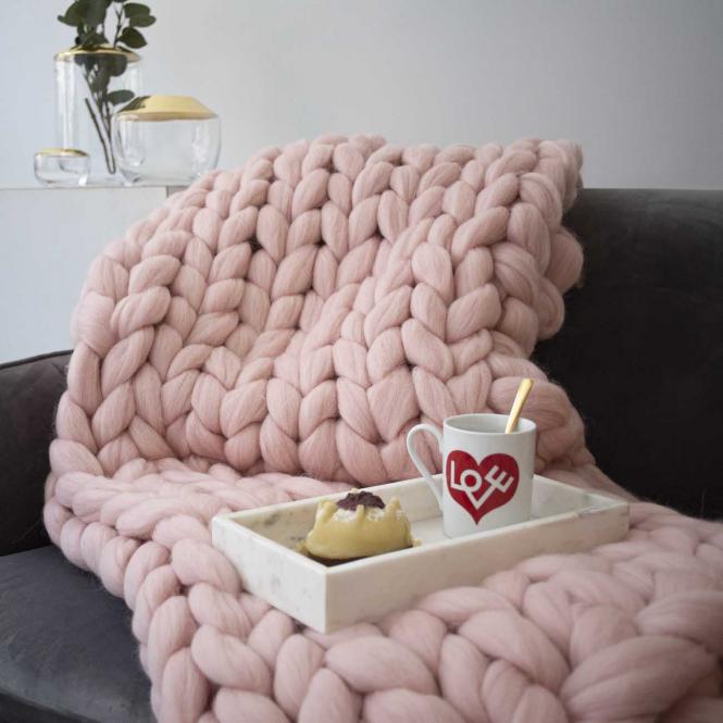 Wolldecke Cosima Chunky Knit, babypink
