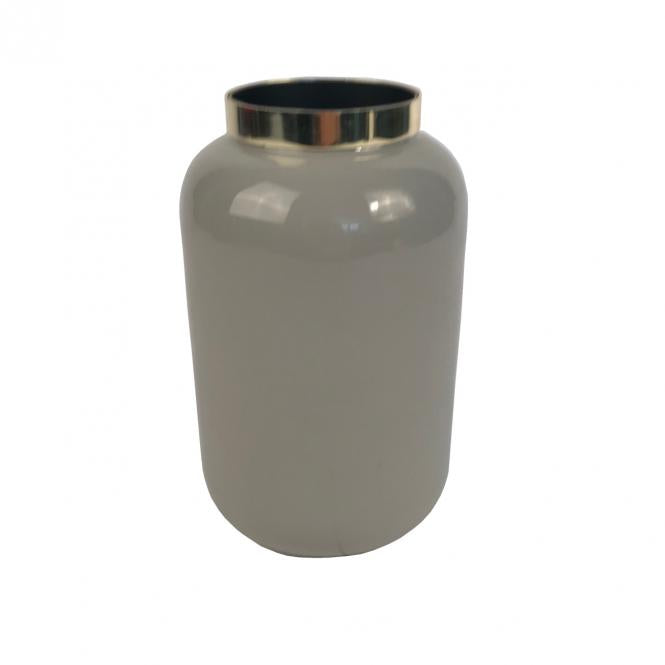Saigon Vase XS, hellgrau/goldfarben