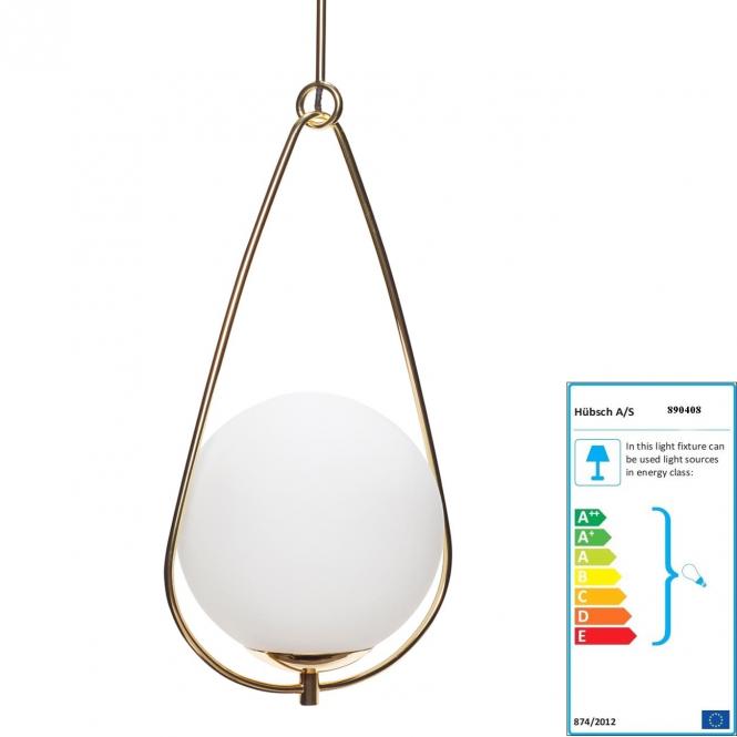 Deckenlampe Kugel, weiß/goldfarben von Hübsch Interior