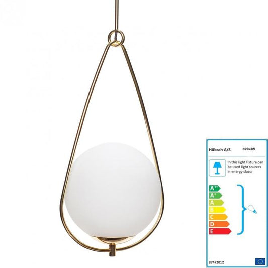 Deckenlampe Kugel, weiß/goldfarben von Hübsch Interior