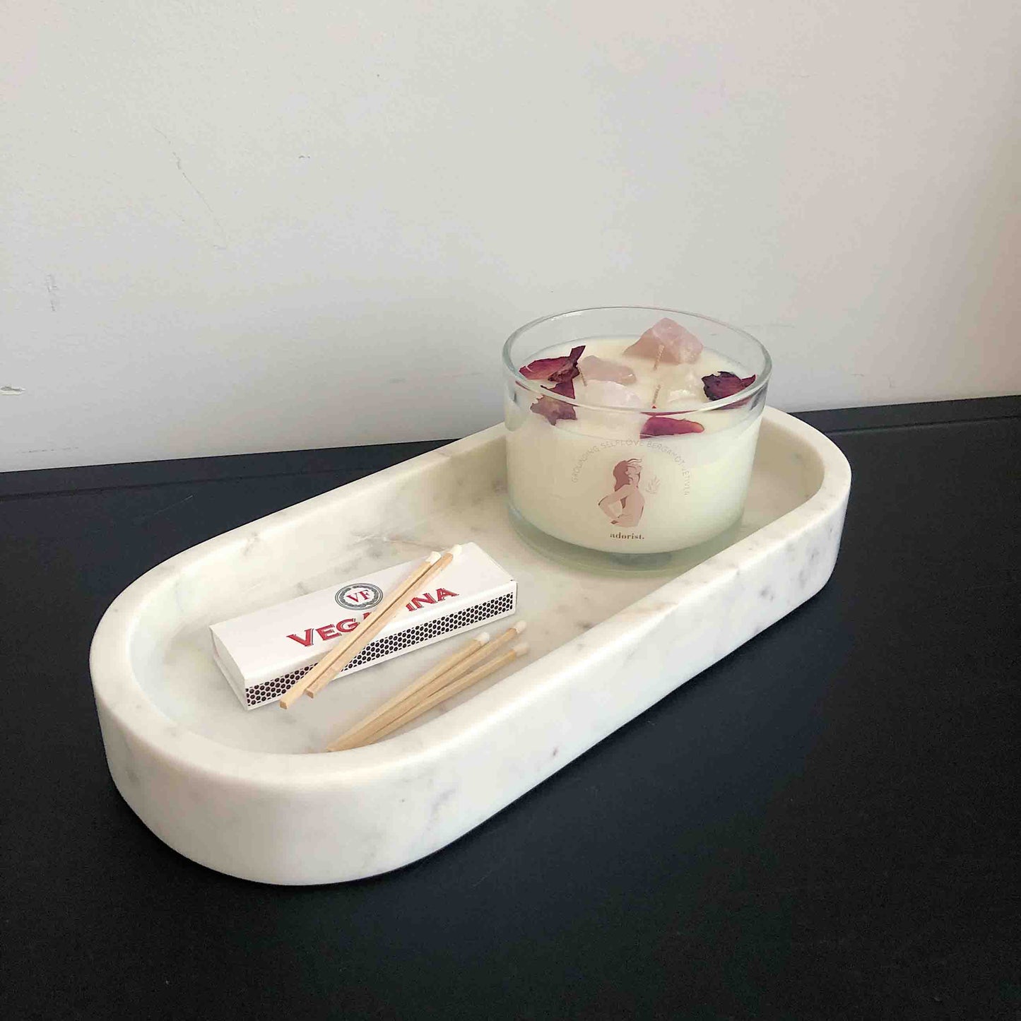 Marmortablett weiss oval groß
