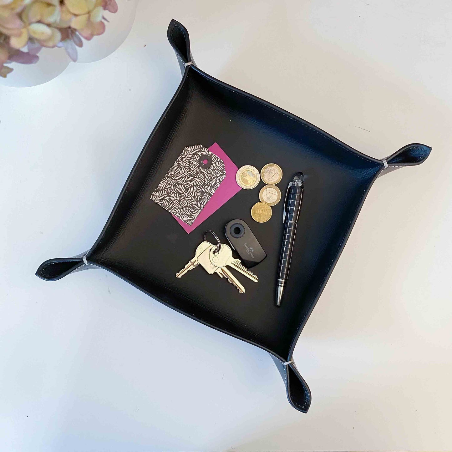 Lederschale Taschenleerer Corium 20 x 20 cm, schwarz