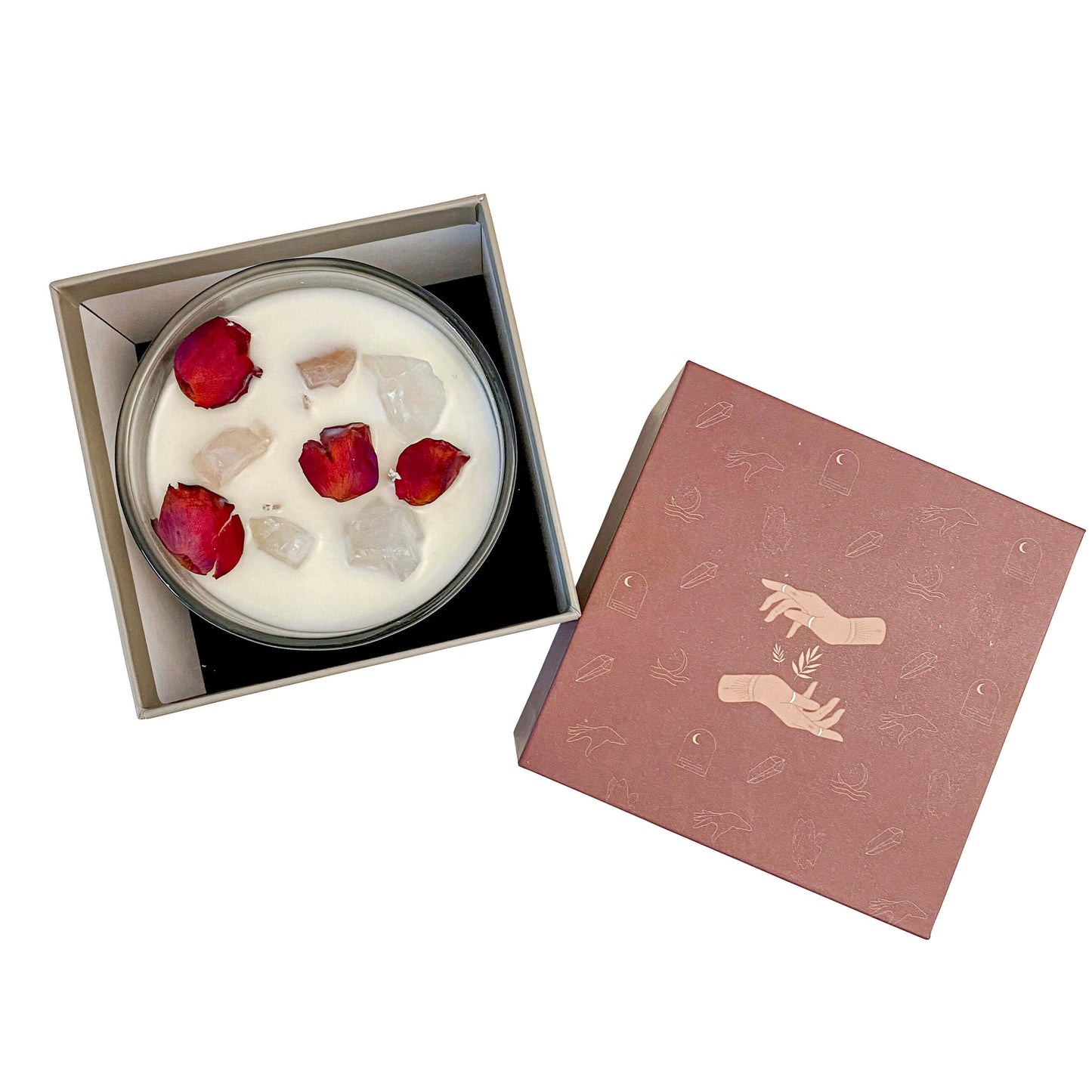 3 Docht Duftkerze aus Sojawachs mit Kristallen Grounding Selflove Bergamot & Vertiver zum Durchatmen & Runterkommen