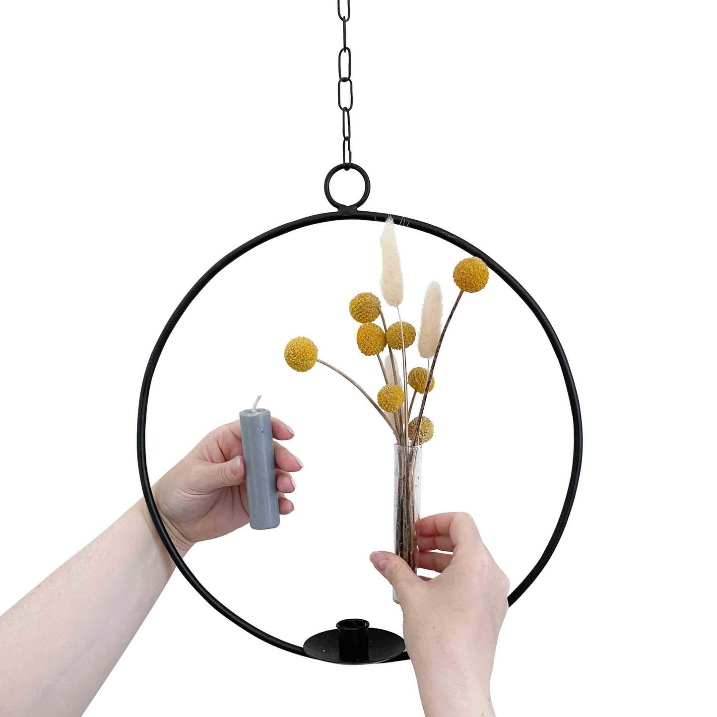 Dekoring mit Vase/Kerzenhalter Ijus Rund, schwarz