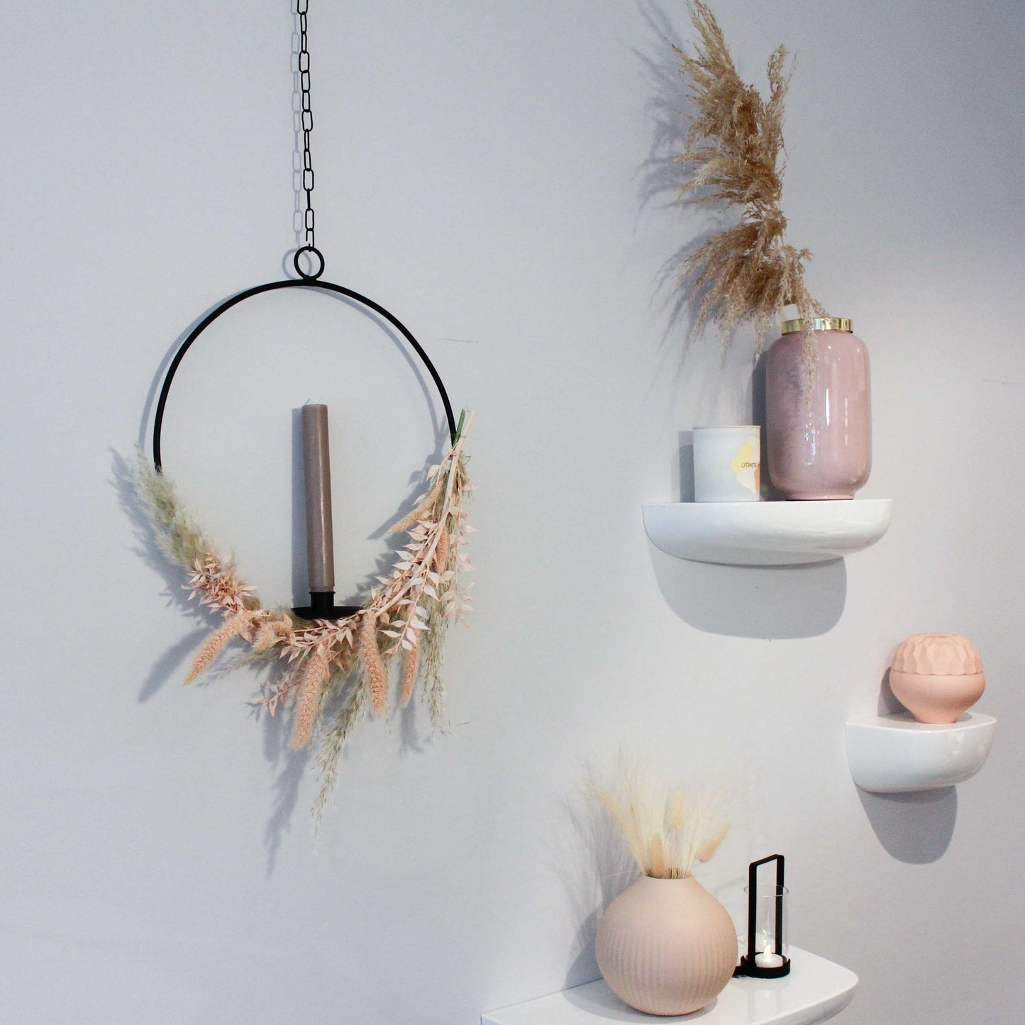 Dekoring mit Vase/Kerzenhalter Ijus Rund, schwarz