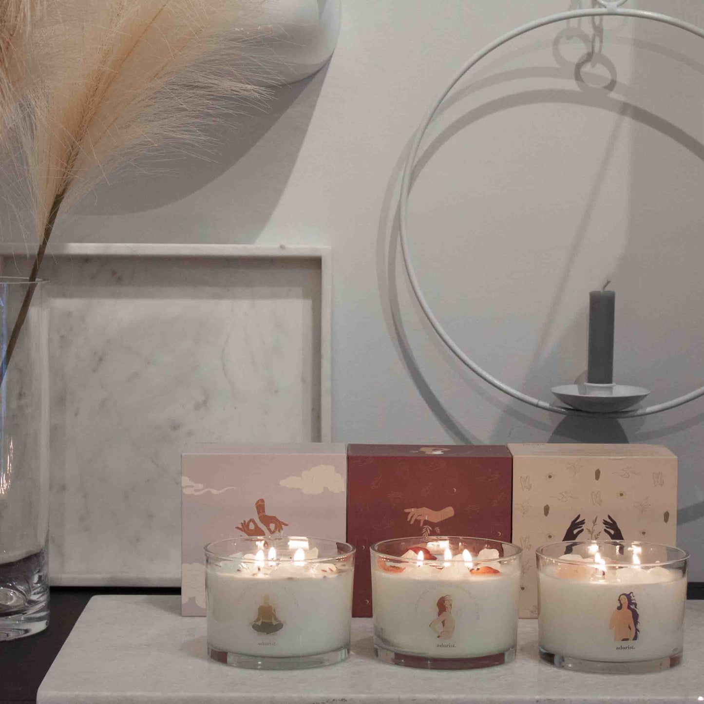 3 Docht Duftkerze aus Sojawachs mit Kristallen Charging Source Clean Cotton zum Durchatmen & neue Kräfte Tanken
