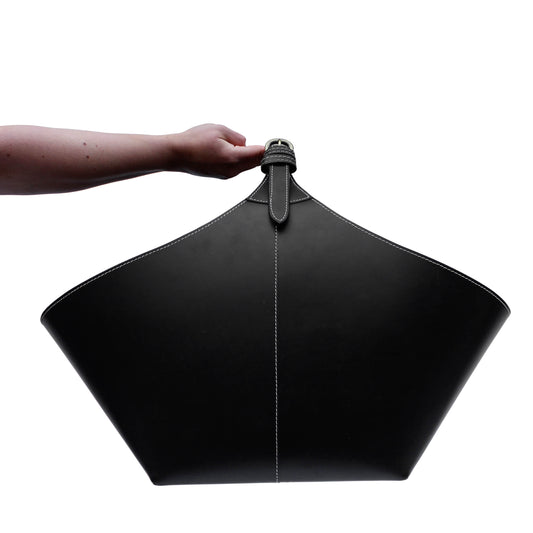 XL Kaminholzkorb Leder Korb BRASA zur Aufbewahrung, schwarz