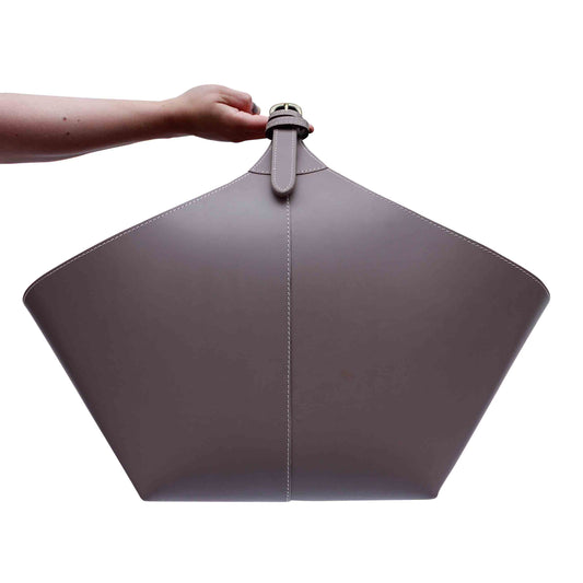 XL Kaminholzkorb Leder Korb BRASA zur Aufbewahrung, taupe