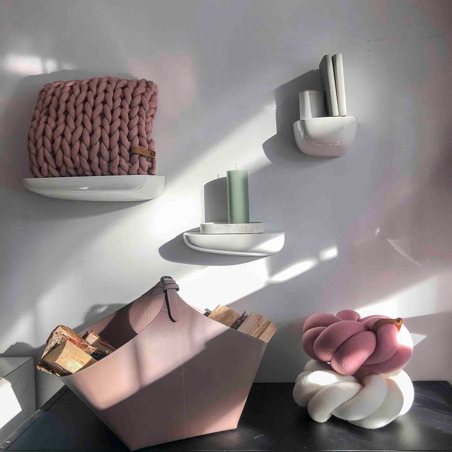 XXL Grobstrick Kissen Cotton Tube, mauve