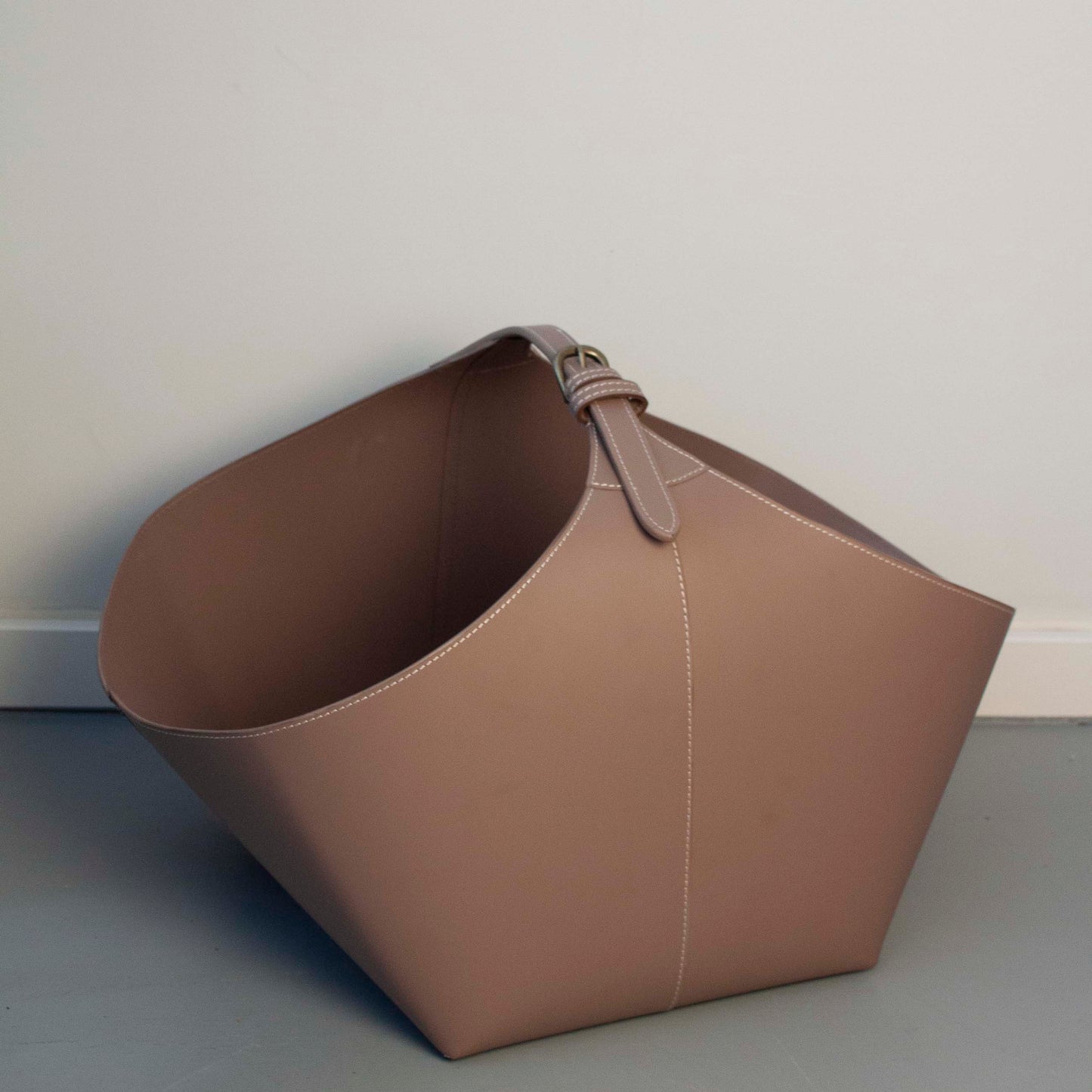 XL Kaminholzkorb Leder Korb BRASA zur Aufbewahrung, taupe