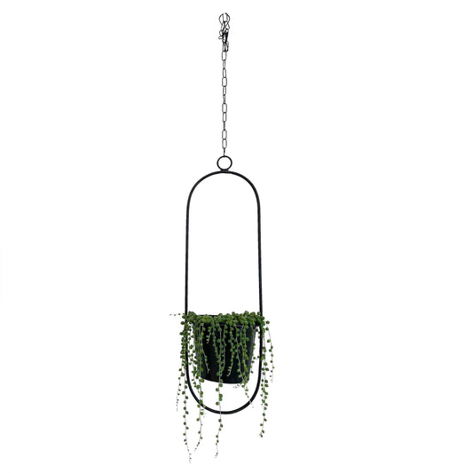 Hängetopf, Dekoring mit Blumentopf "Hanging Garden" Oval, schwarz