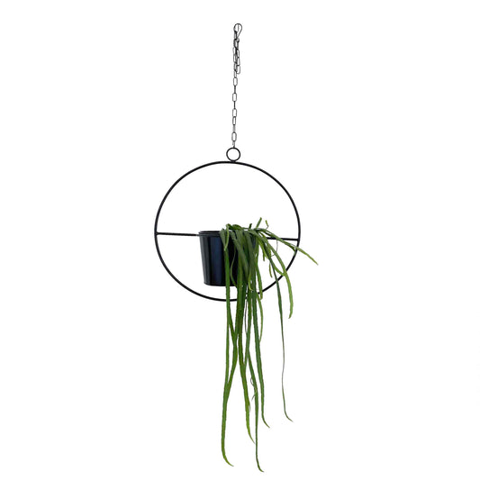 Hängetopf, Dekoring mit Blumentopf "Hanging Garden" Rund, schwarz