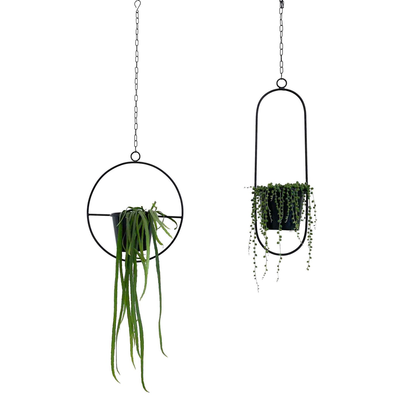 Hängetopf, Dekoring mit Blumentopf "Hanging Garden" Oval, schwarz