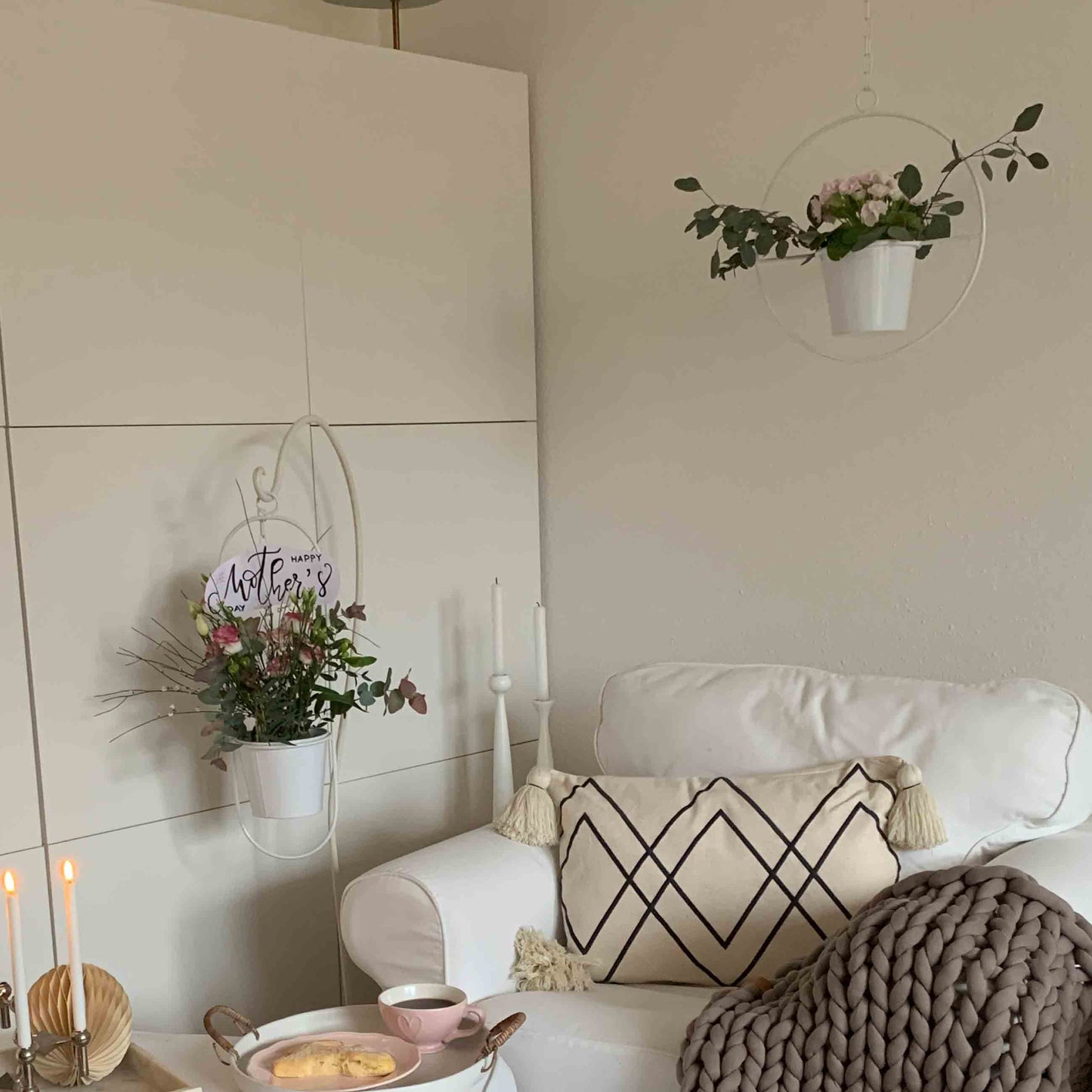 Hängetopf, Dekoring mit Blumentopf "Hanging Garden" Oval, weiß