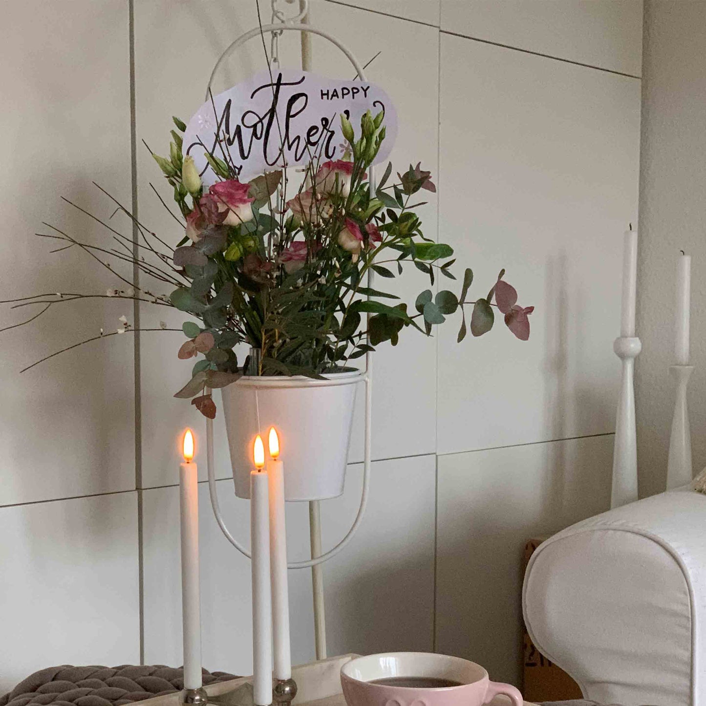 Hängetopf, Dekoring mit Blumentopf "Hanging Garden" Oval, weiß