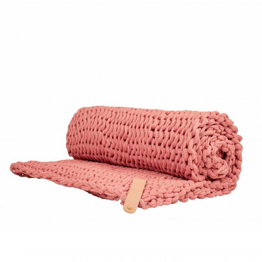 Grobstrickdecke Juna Chunky Knit, vegan, rosa