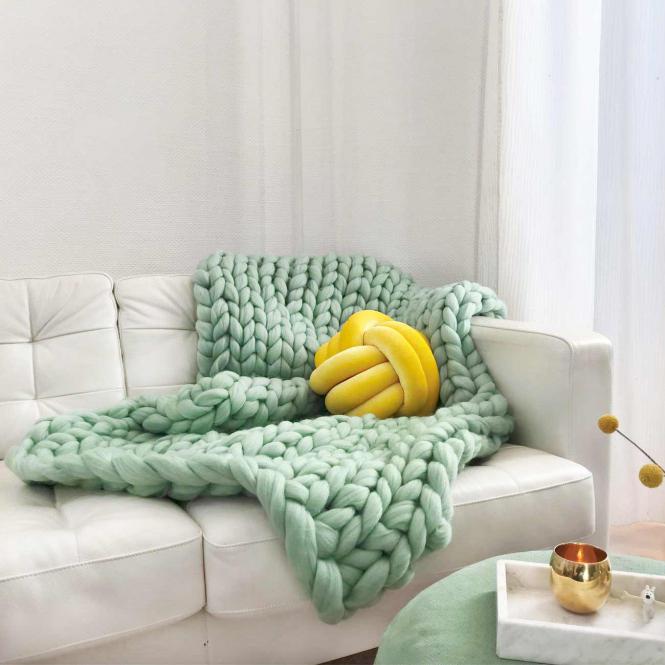 Wolldecke Cosima Chunky Knit, mint
