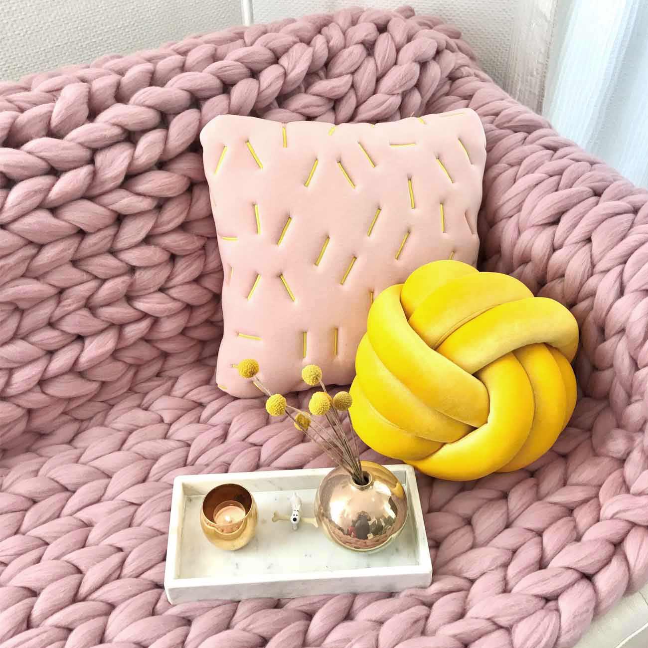 Wolldecke Cosima Chunky Knit, pale pink
