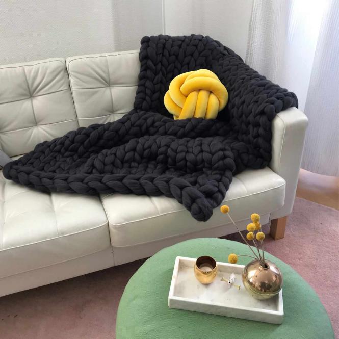 Wolldecke Cosima Chunky Knit, anthrazit