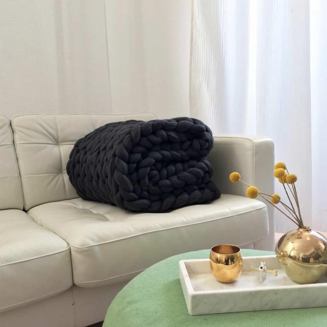 Wolldecke Cosima Chunky Knit, anthrazit