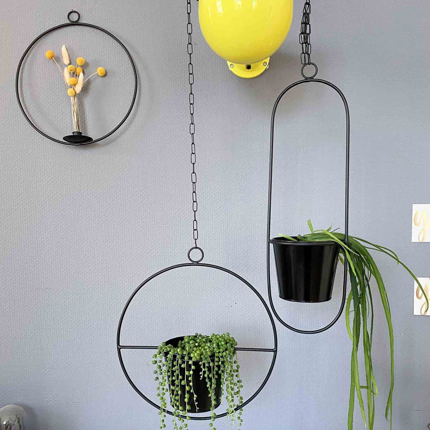 Hängetopf, Dekoring mit Blumentopf "Hanging Garden" Oval, schwarz