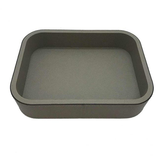 Stapelbare Ablageschale Polo mini Leder rechteckig 17x11x2.5cm, taupe