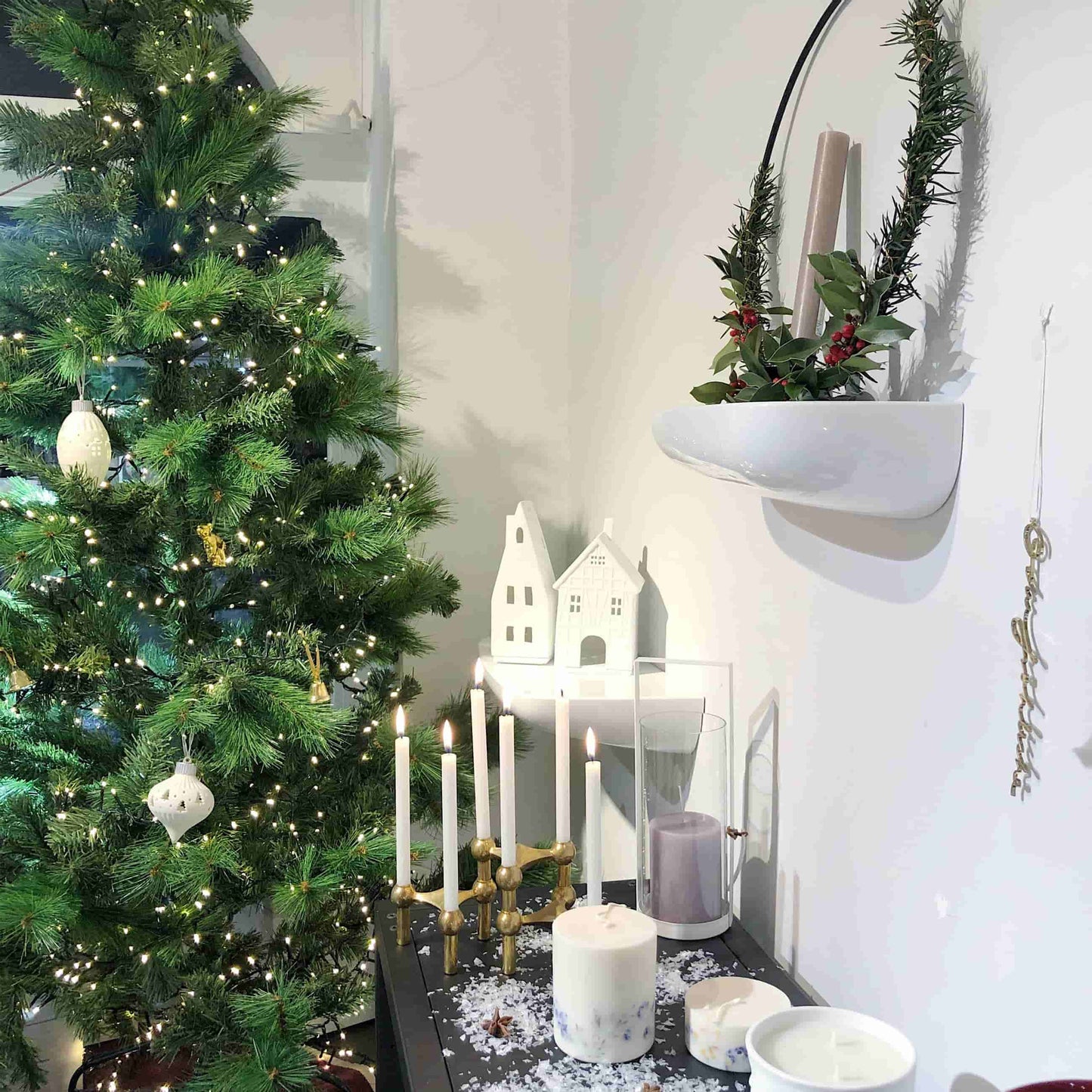 Dekoring mit Vase/Kerzenhalter Ijus Rund, schwarz