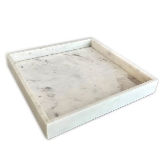Marmortablett, quadratisch weiss