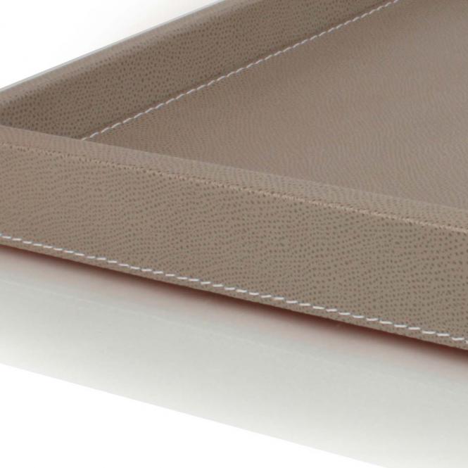 Ledertablett Osvaldo lederbezogen, taupe