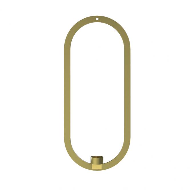 Hängender Kerzenhalter Dekoring oval aus Messing, goldfarben