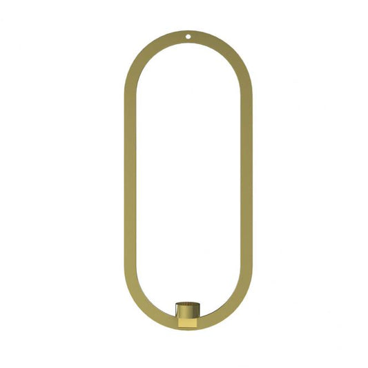 Hängender Kerzenhalter Dekoring oval aus Messing, goldfarben