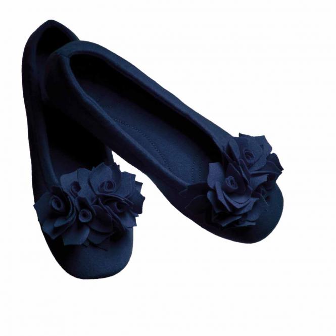 Pampuschen Hausschuh Ballerina Grace, Schwarzblau