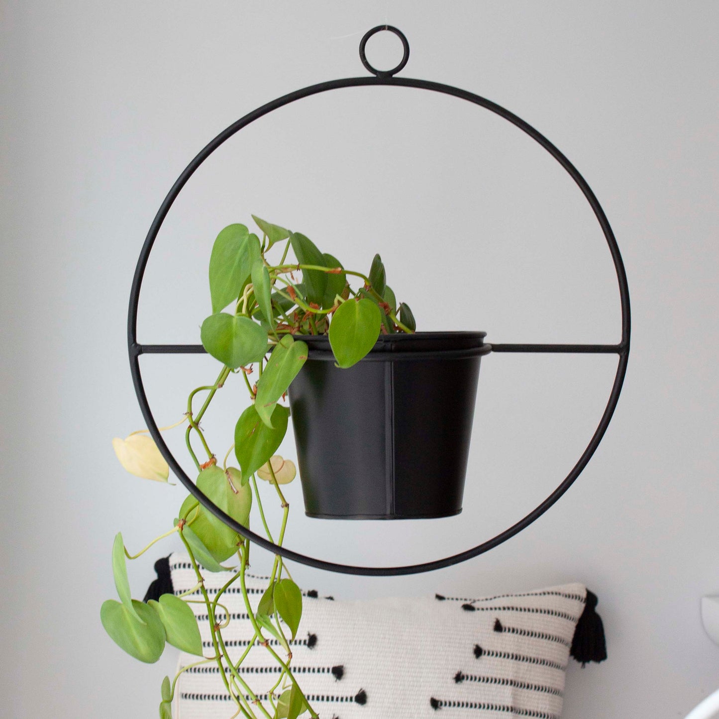 Hängetopf, Dekoring mit Blumentopf "Hanging Garden" Rund, schwarz