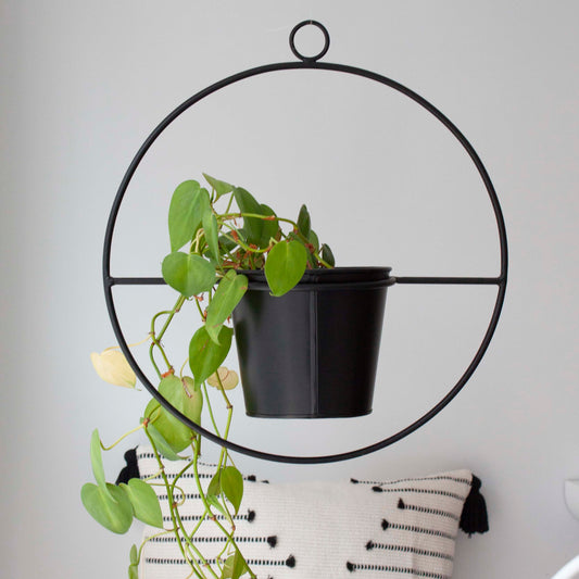 Hängetopf, Dekoring mit Blumentopf "Hanging Garden" Rund, schwarz