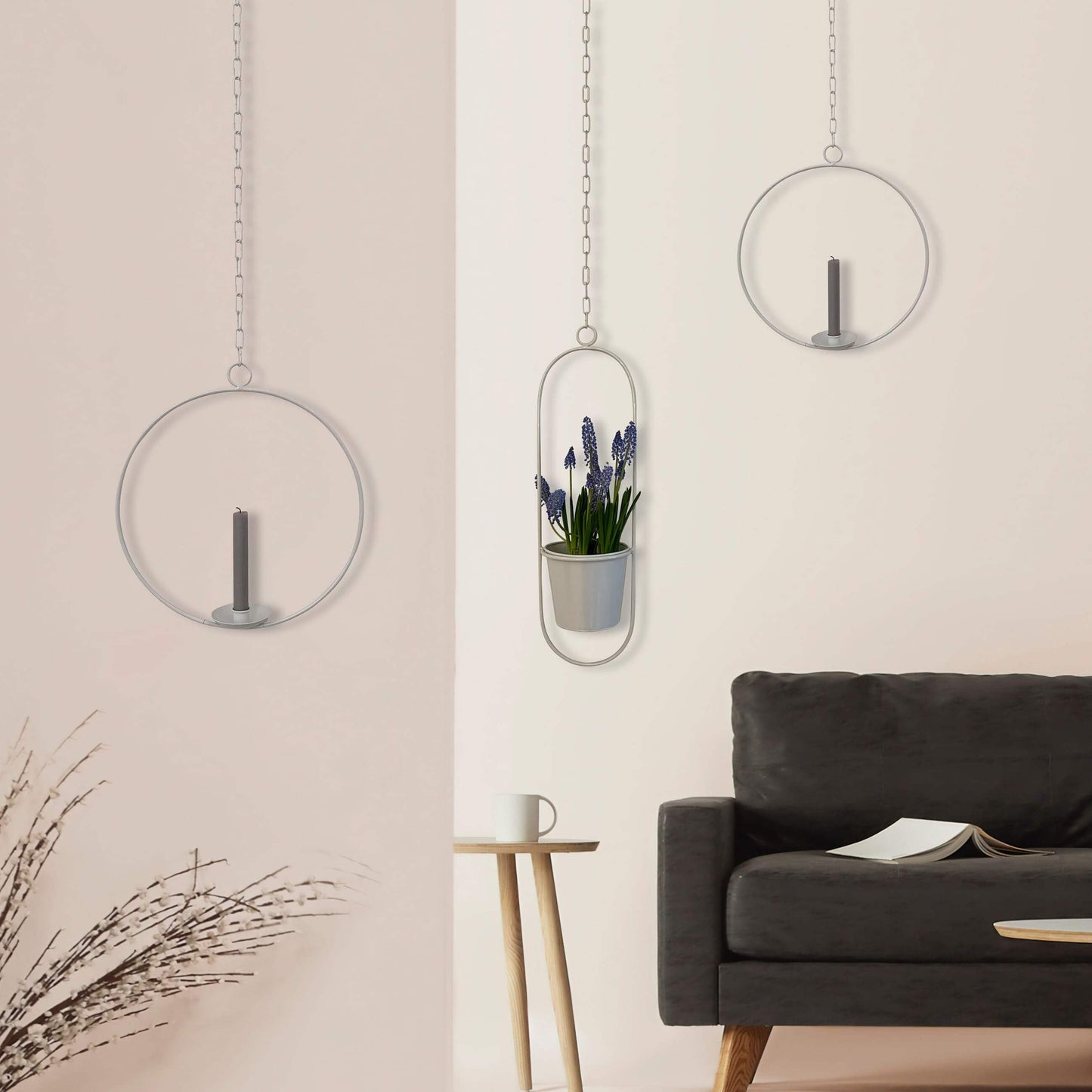 Dekoring mit Vase/Kerzenhalter Ijus Rund, weiß