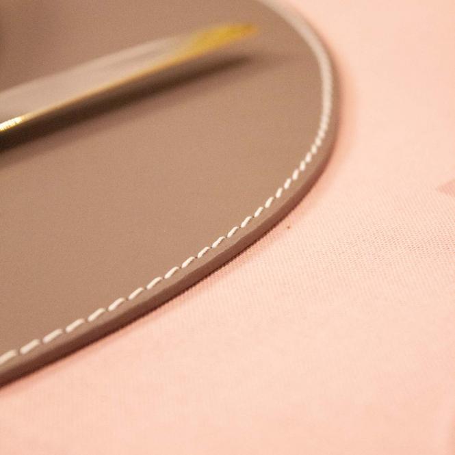 Leder Tischset, Lederunterlage KANON oval, taupe