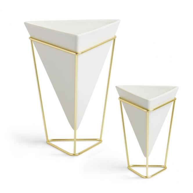 Behälter Trigg, 2er Set weiß/goldfarben