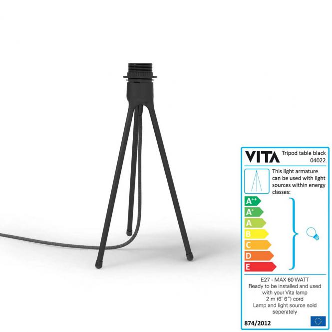 Lampenfuß Tripod Table für Lampe Eos, matt/ schwarz